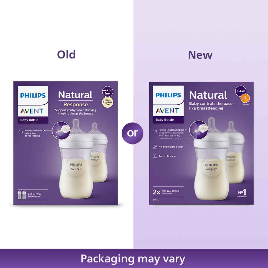 Philips Avent Natural Baby Feeding Bottle |1m+| 260ml| Pack of 2 | SCY903/02