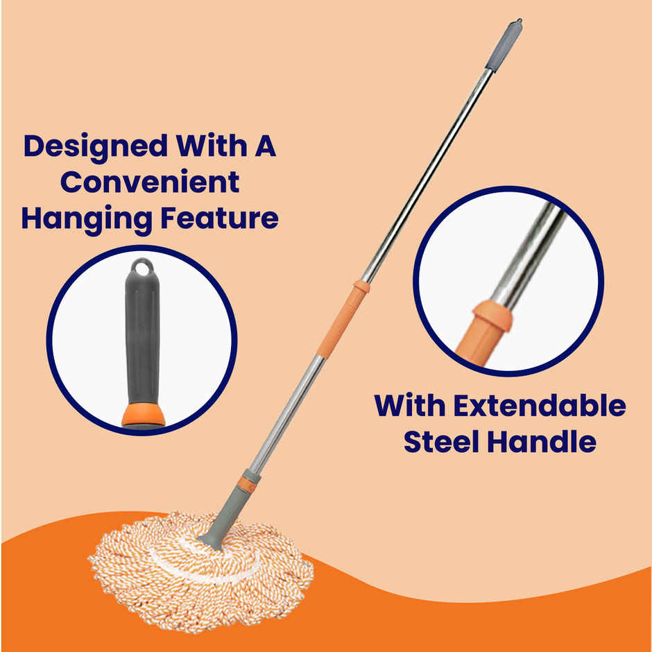 Chakaachak Microfiber Twist Mop With Stainless Steel Telescopic Handle