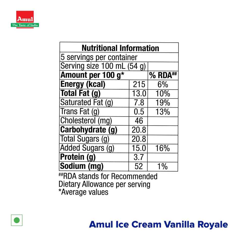 Amul Ice Cream Tub | Vanilla Royale