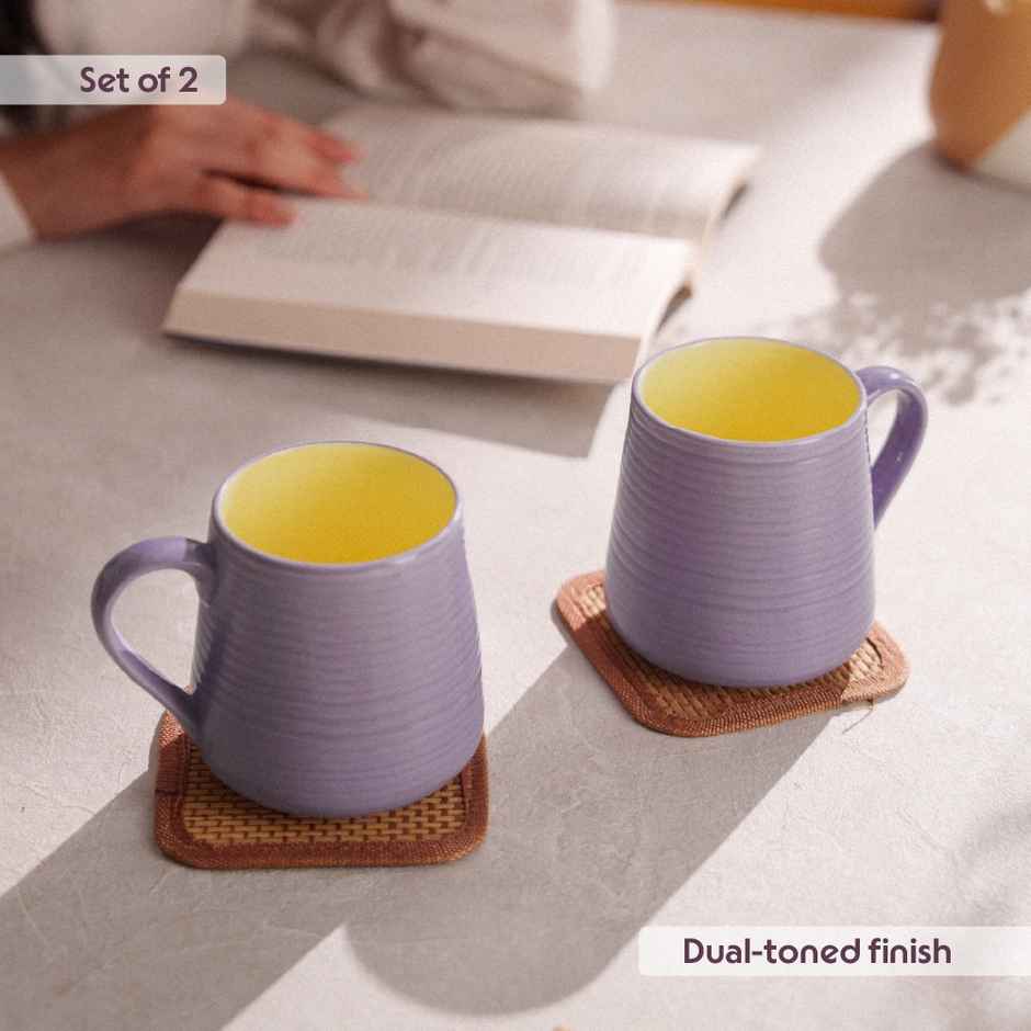 Borosil Porcelia Bello Lavender Tea Coffee Porcelain Mug Set Microwave Dishwasher Safe