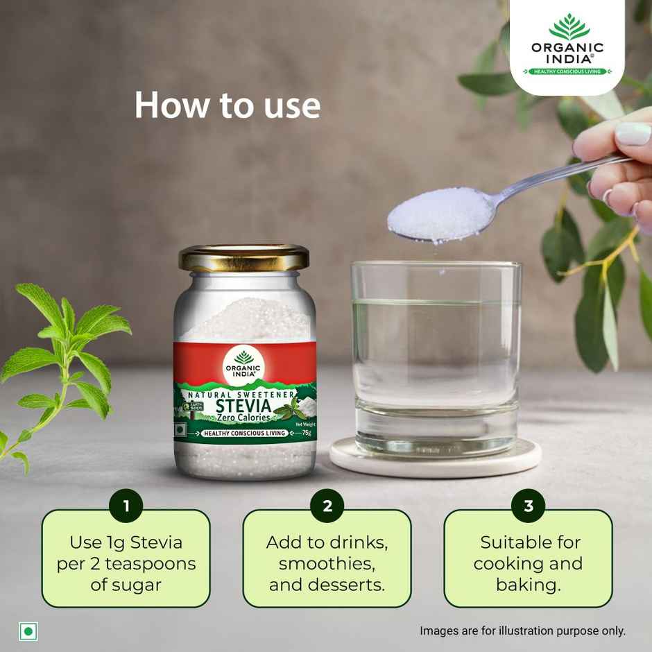 A Tata Product - Organic India Stevia Powder, Natural Sweetener, Sugar Free