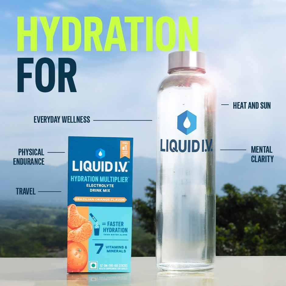 Liquid I.V. Hydration Multiplier | Brazilian Orange | 3 Sticks | Hydration Drink Mix