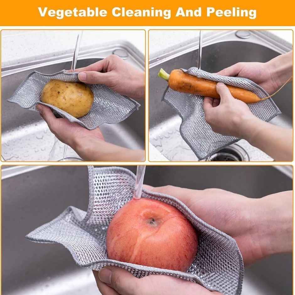Clazkit Non-Scratch Wire Resuable Dishcloths - Pack Of 10 - Ideal For Washing Dishes, Sinks