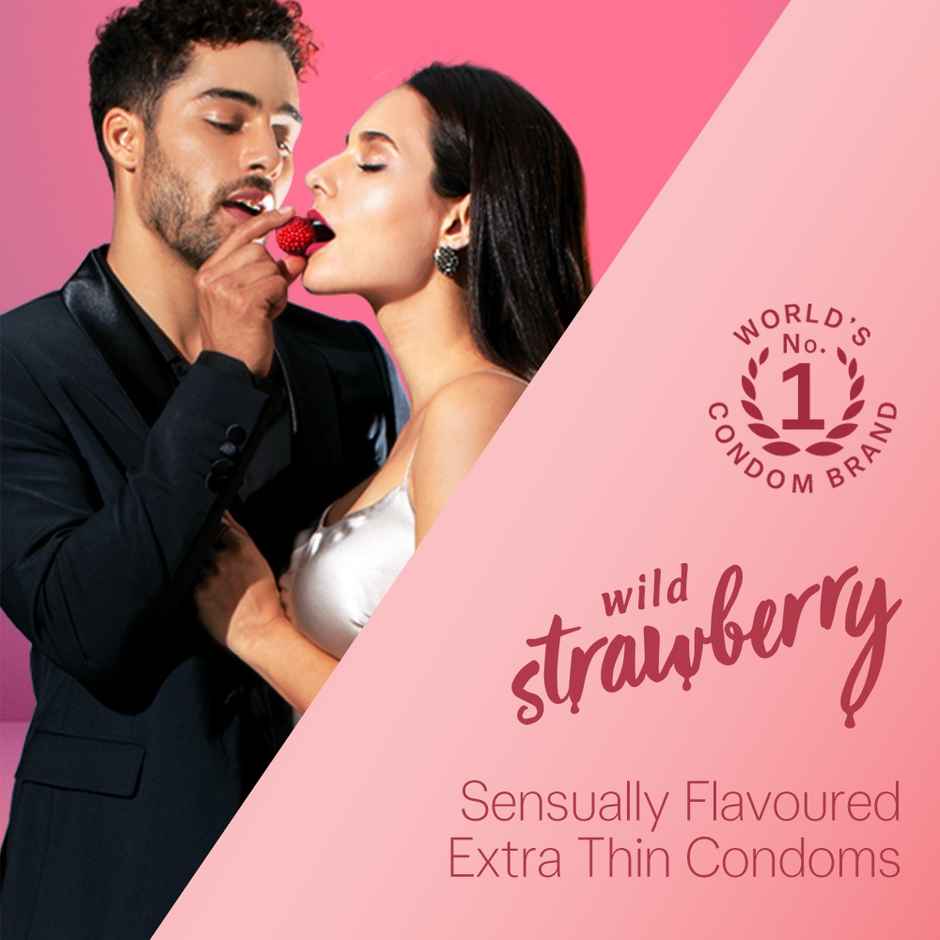 Durex Extra Thin Wild Strawberry Flavoured Condoms