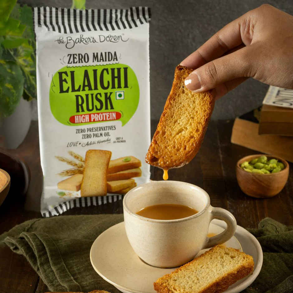 The Baker'S Dozen Zero Maida Elaichi Rusk (80g) & The Baker'S Dozen Zero Maida Coconut And Oats Biscuits Cookies | Maida-Free And Trans Fat-Free (80g) Combo