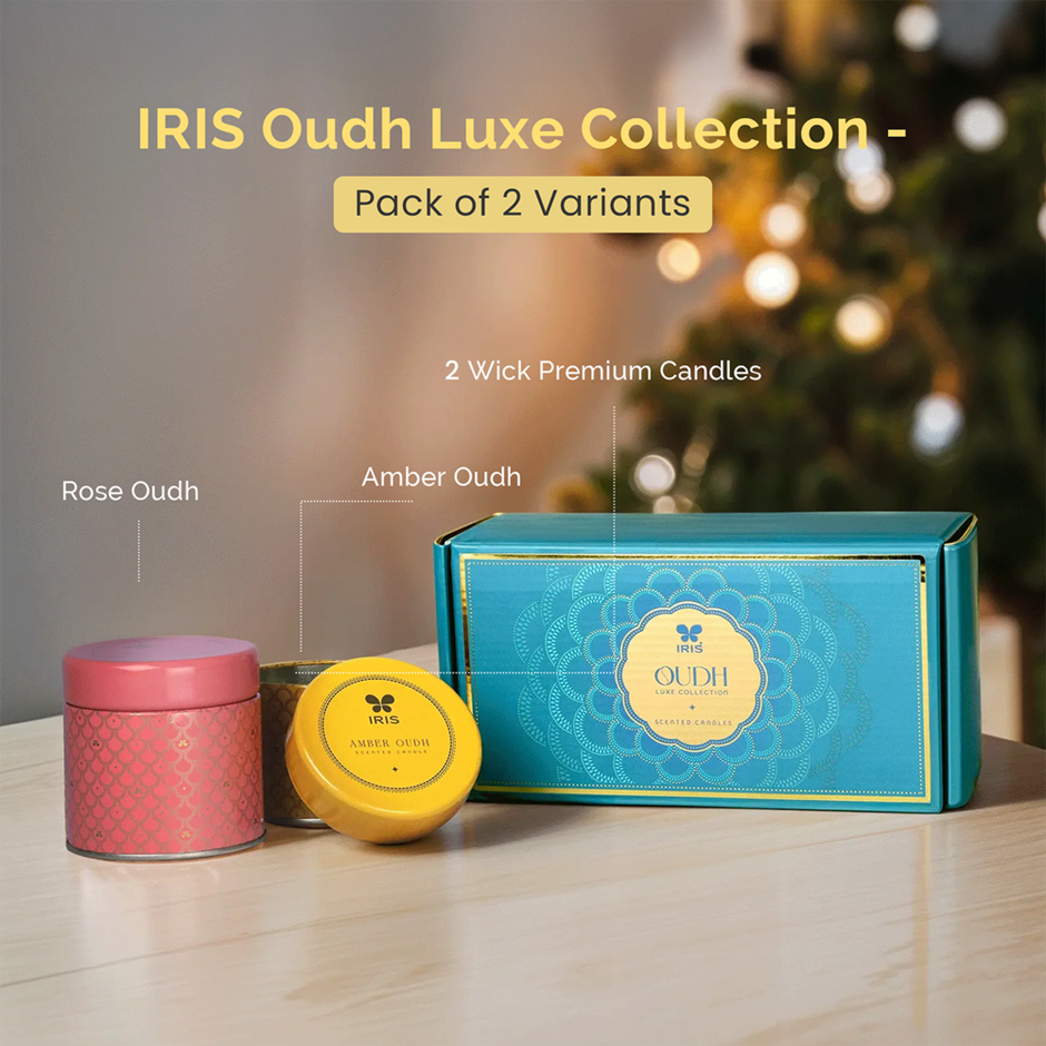 IRIS Oudh Aroma Tin Candles Luxe Collection Gift Set Combo