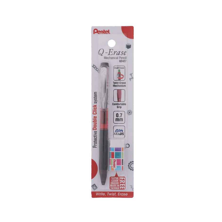 Pentel Q Erase Mechanical Pencil With Eraser Single Black Body