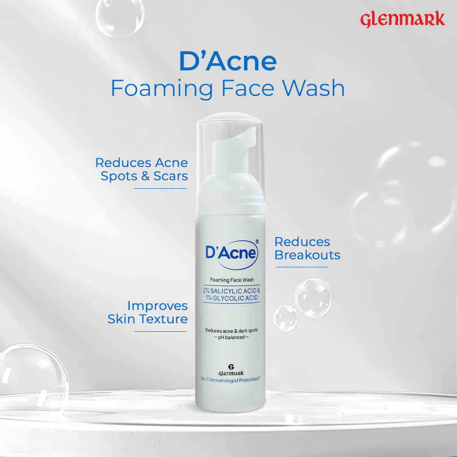 D'Acne Foaming Face Wash, With 2% Salicylic Acid And 1% Glycolic Acid