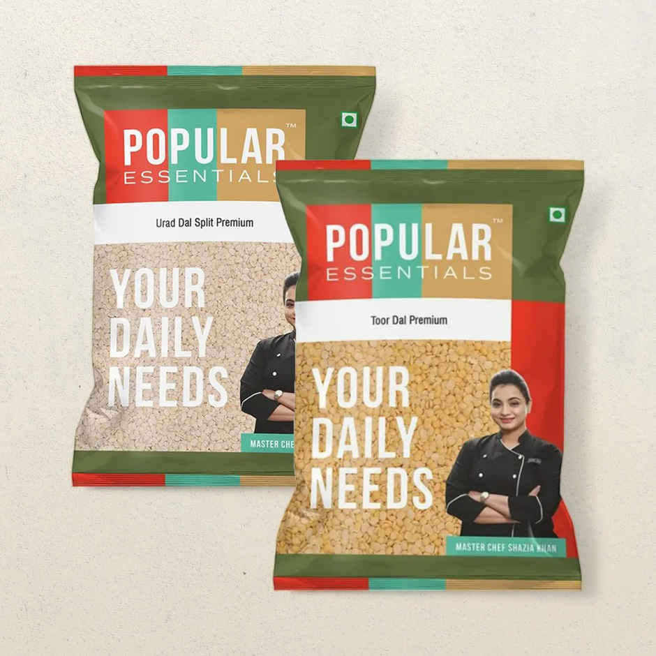 Popular Essentials Urad Dal Split (Un-Polished)(500gms) & Popular Essentials Toor Dal (Un-Polished)(500gms) Combo