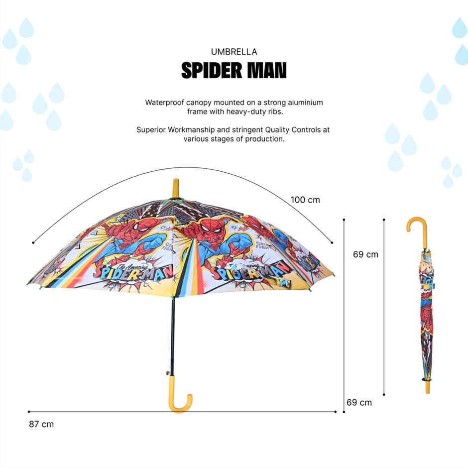 Citizen Kids School Umbrella | 2 Fold | 19 Inch | Spiderman Printed
