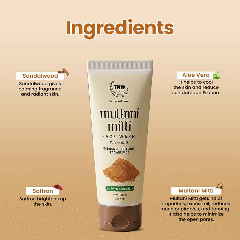 TNW The Natural Wash Multani Mitti Face Wash for Removing Pigmentation, Controls Acne & Excess Oil