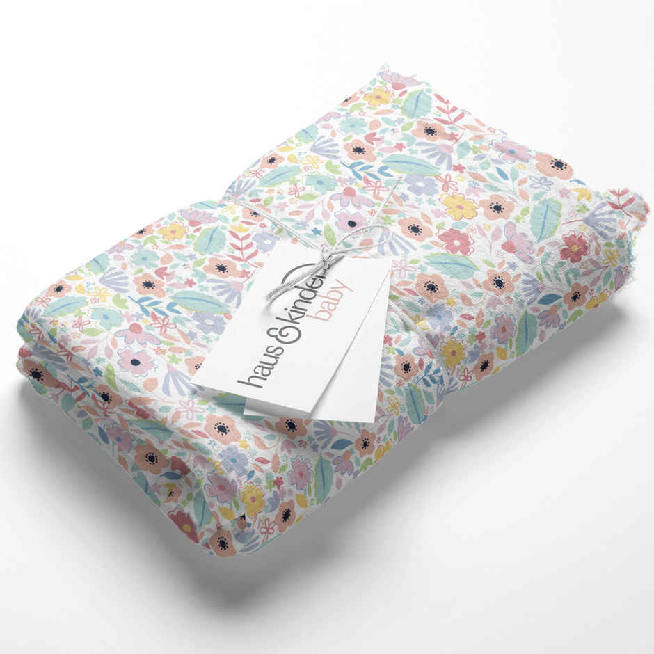 Haus & Kinder Cotton Muslin Swaddle Wrap for New Born Baby Blanket and Swaddles for Newborn Floral
