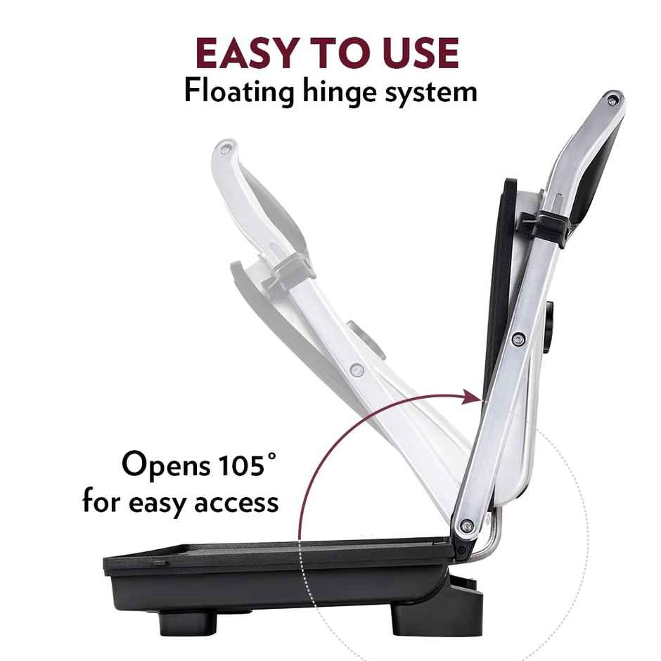 Borosil 2000W Super Jumbo Grill Sandwich Maker,Make 4 Sandwich At a Time, Nonstick Coating Plates