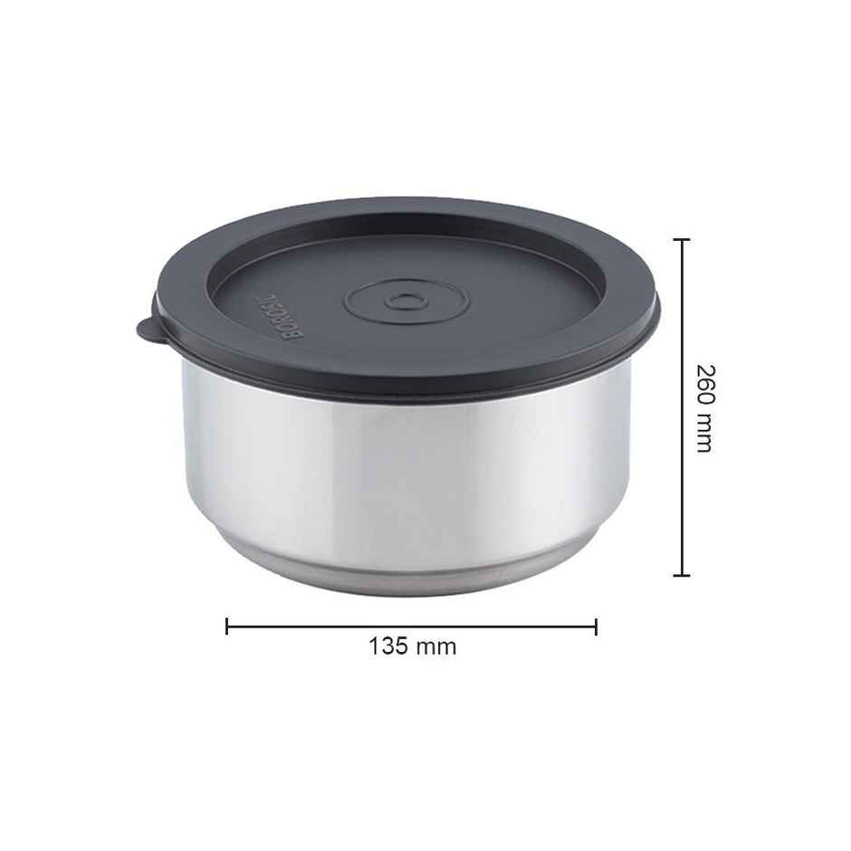 Borosil Carry Fresh Stainless Steel Insulated Lunch Box With Bag (280 ml + 280 ml) - Vertical