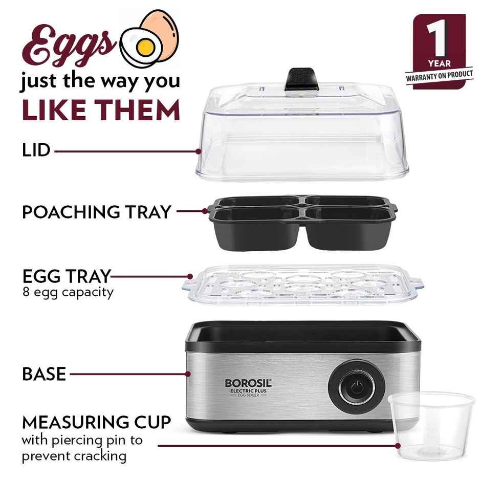 Borosil Electric Plus Egg Boiler | 8 Egg Capacity