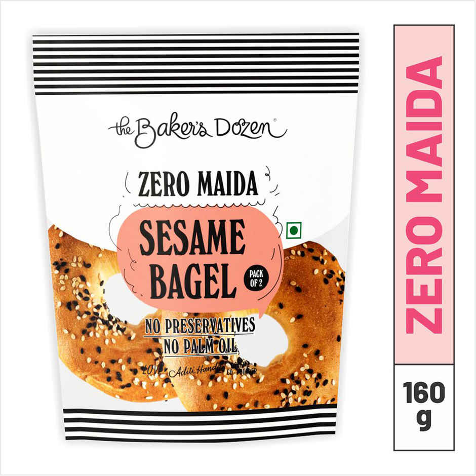 The Baker's Dozen Pure Whole Wheat Bagel Seasame Bread | Zero Maida | No Palm Oil No Preservative