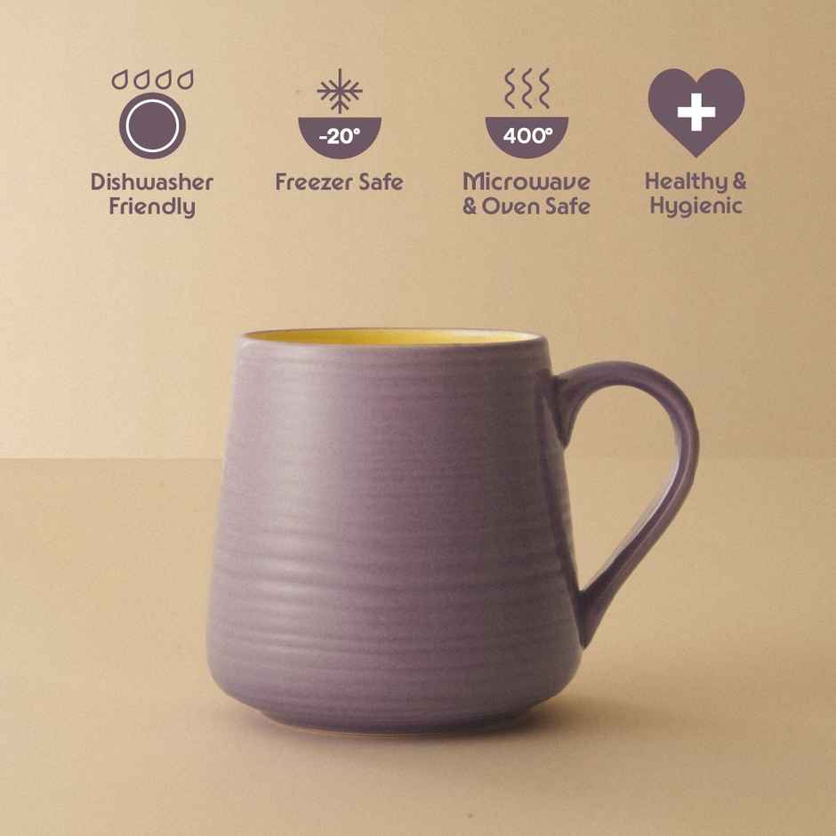 Borosil Porcelia Bello Lavender Tea Coffee Porcelain Mug Set Microwave Dishwasher Safe