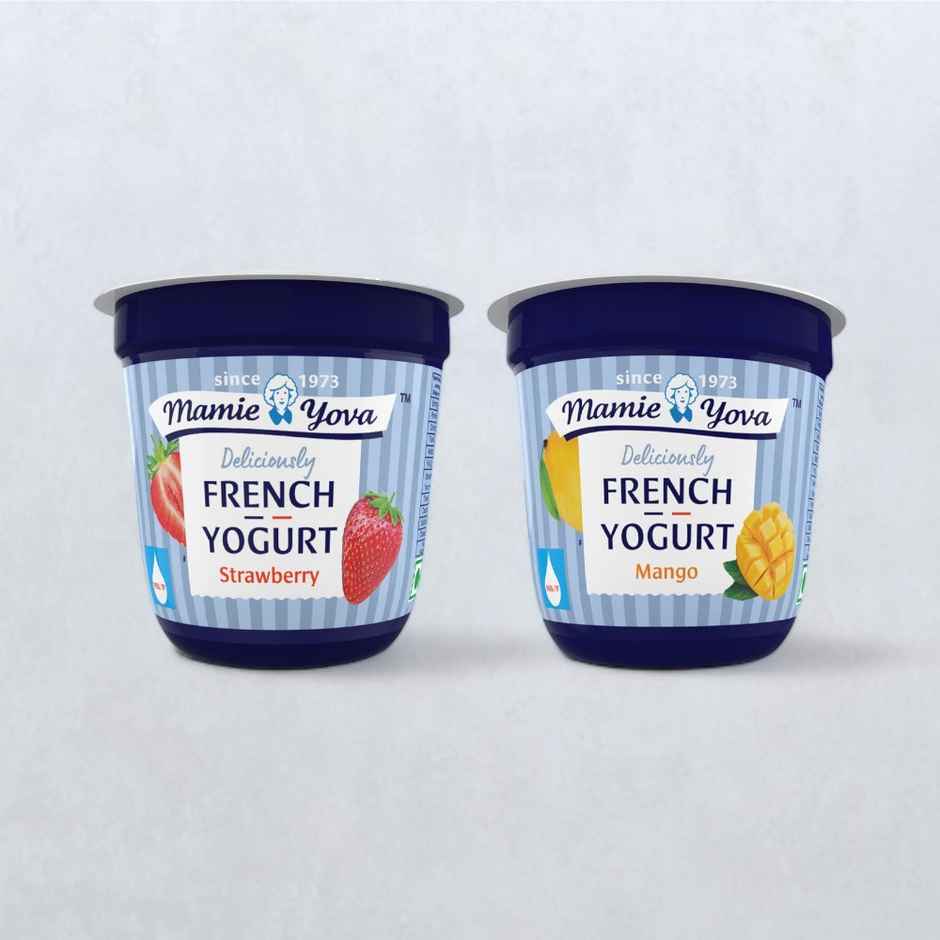 Mamie Yova Deliciously French Fruit Yogurt Mango(90gms) & Mamie Yova Deliciously French Fruit Yogurt Strawberry(90gms) Combo 