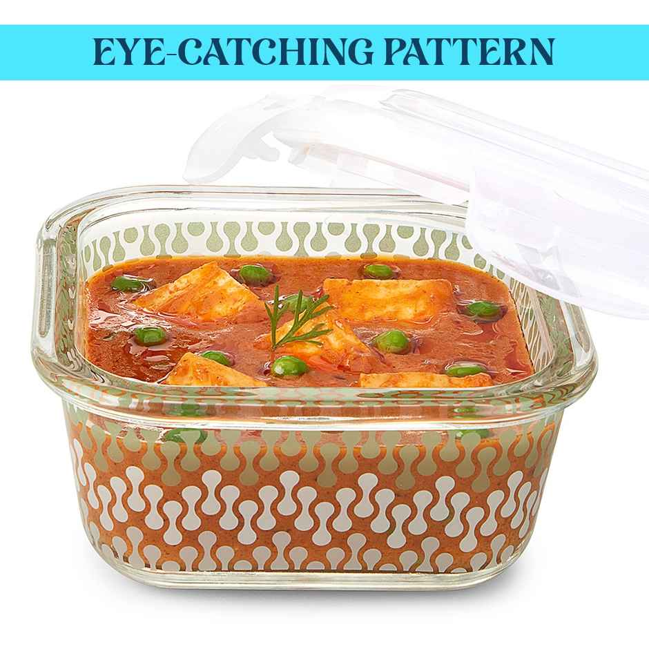 Larah Glassware Gracia Borosilicate Glass Lunchbox, 2pc Container | 320ml | Vertical Microwave Safe