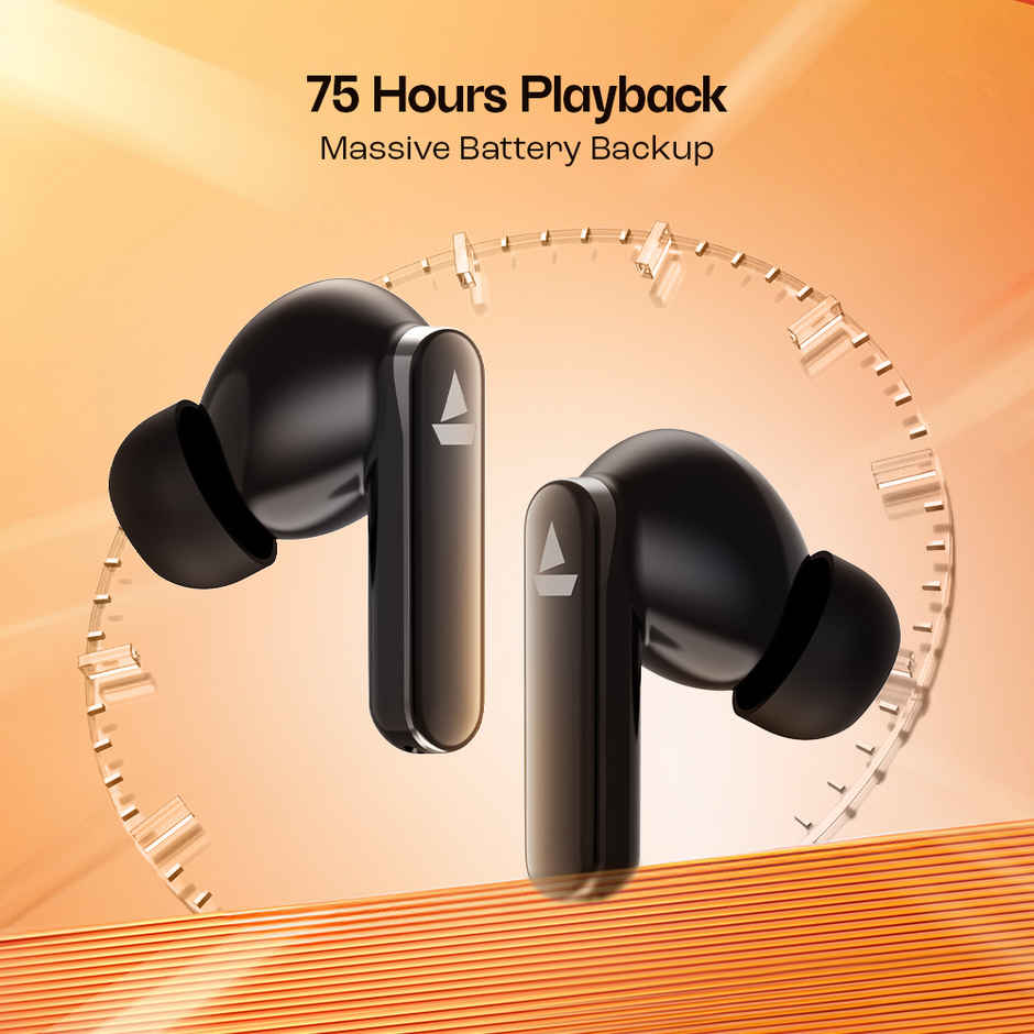 boAt Airdopes 301 in Ear TWS Earbuds, 75hrs Playtime, Quad Mics with ENx, ASAP Charge, IWP Tech, Beast Mode (50ms Low Latency), 10mm Drivers, Bluetooth v5.3 & IPX5 Resistance - Midnight Shadow
