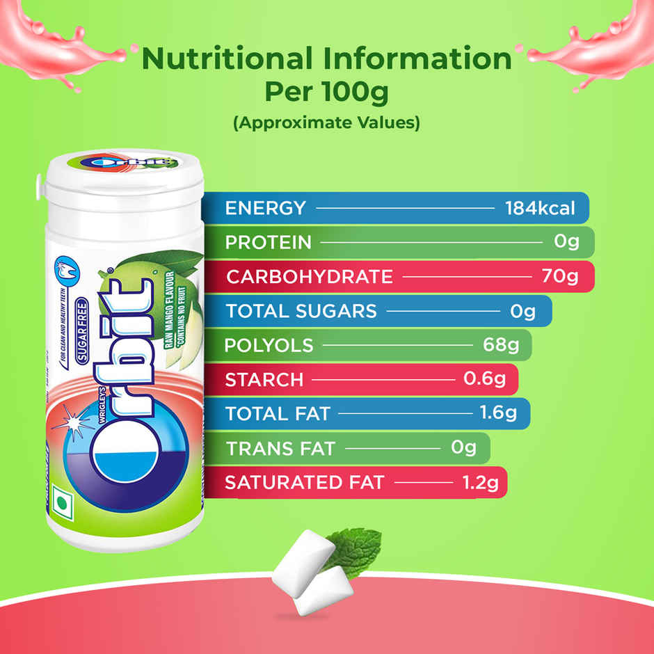 Orbit Sugar-Free Raw Mango Chewing Gum Tube