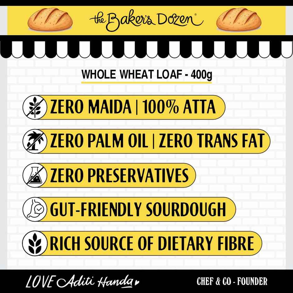 The Baker's Dozen 100% Whole Wheat Bread - No Palm Oil No Preservative