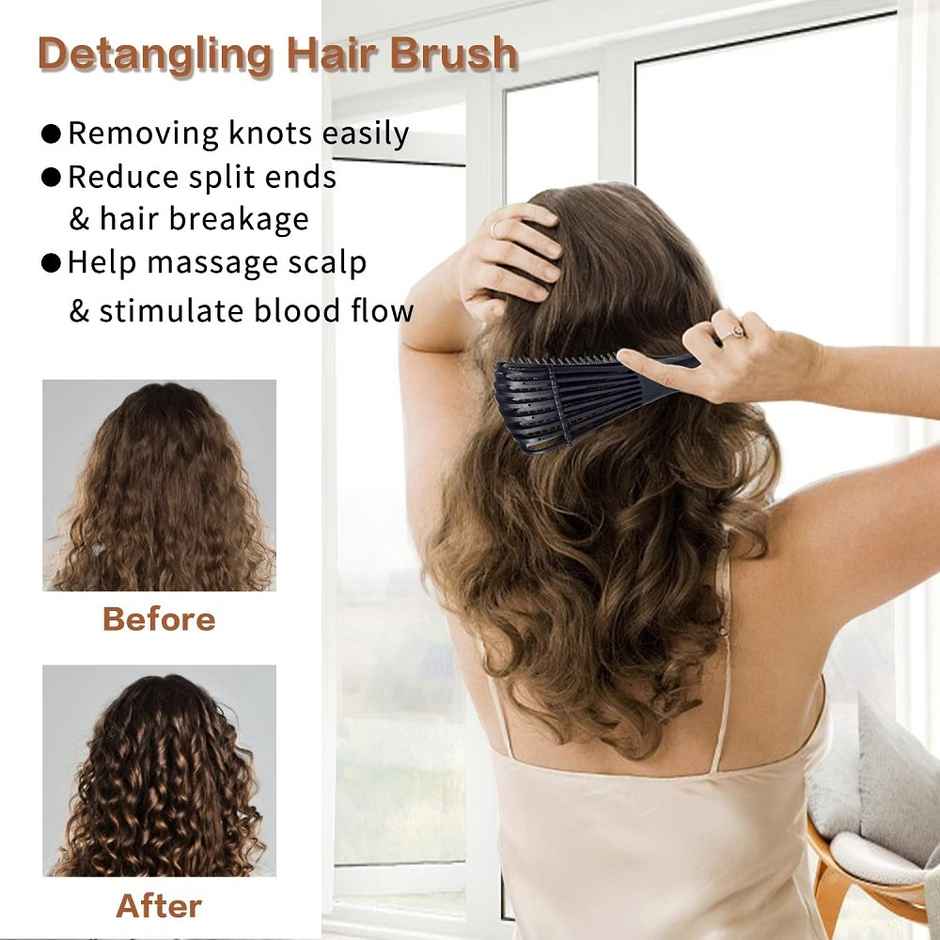 Bronson Professional Wet And Dry Hair Detangler Hair Brush With Spacing Clip | Color May Vary