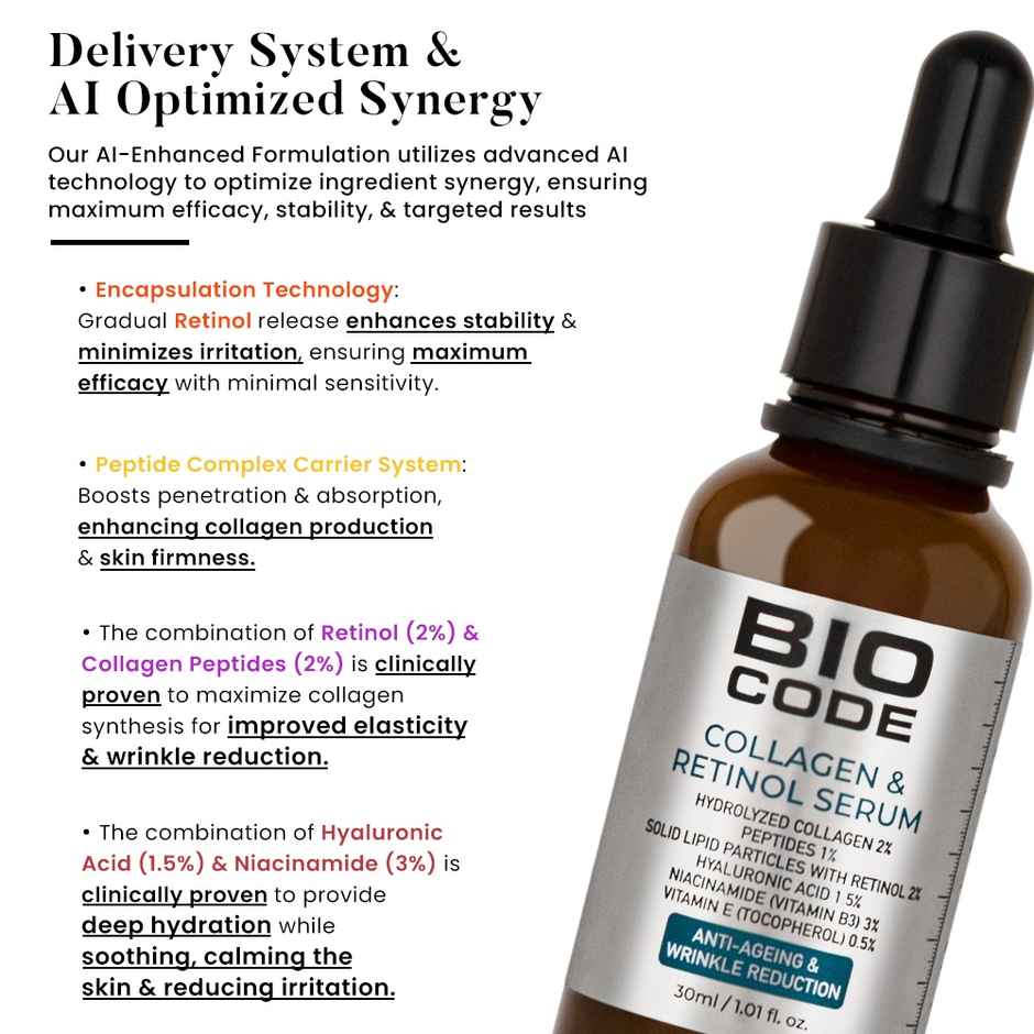 Bio Code Collagen & Retinol Serum - Advanced Anti-Aging | AI-Enhanced Formula