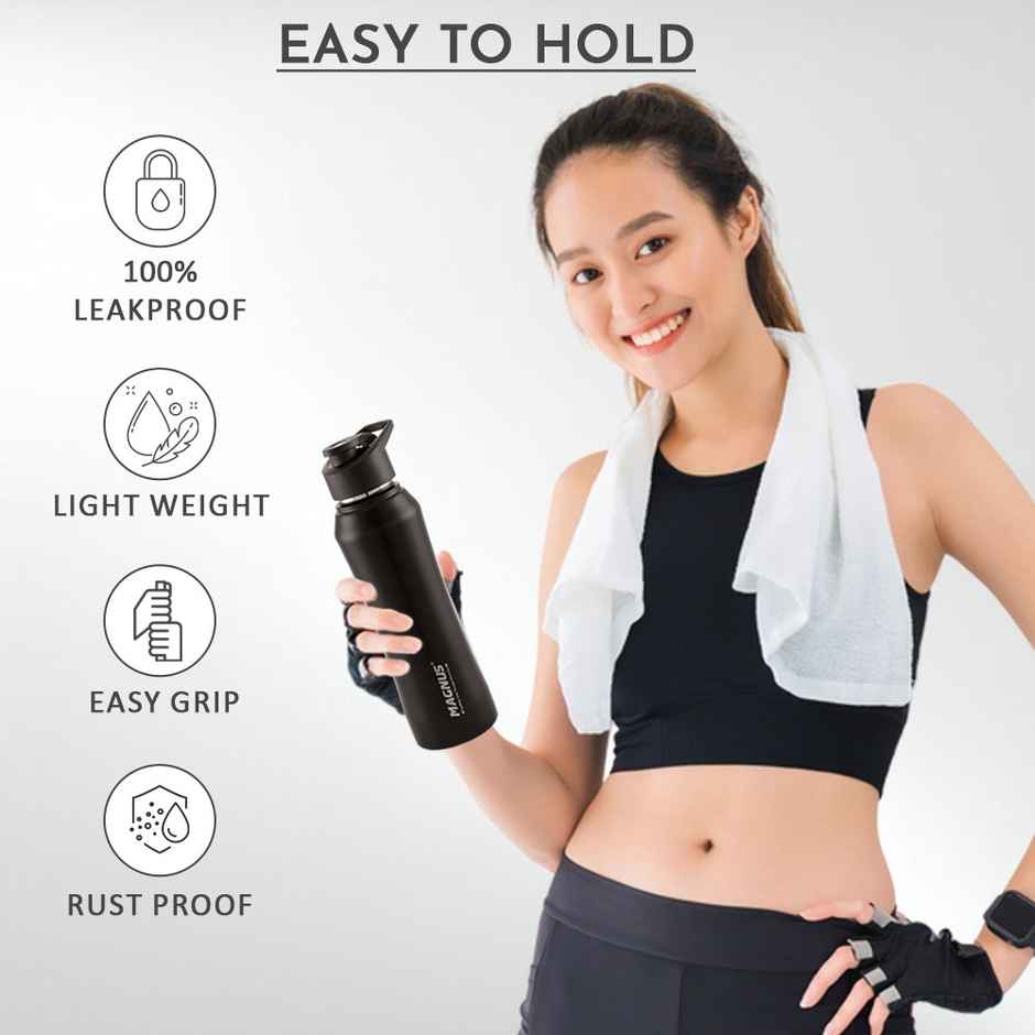 Magnus Oscar 1000ml Single Wall Sports Water Bottle | Black