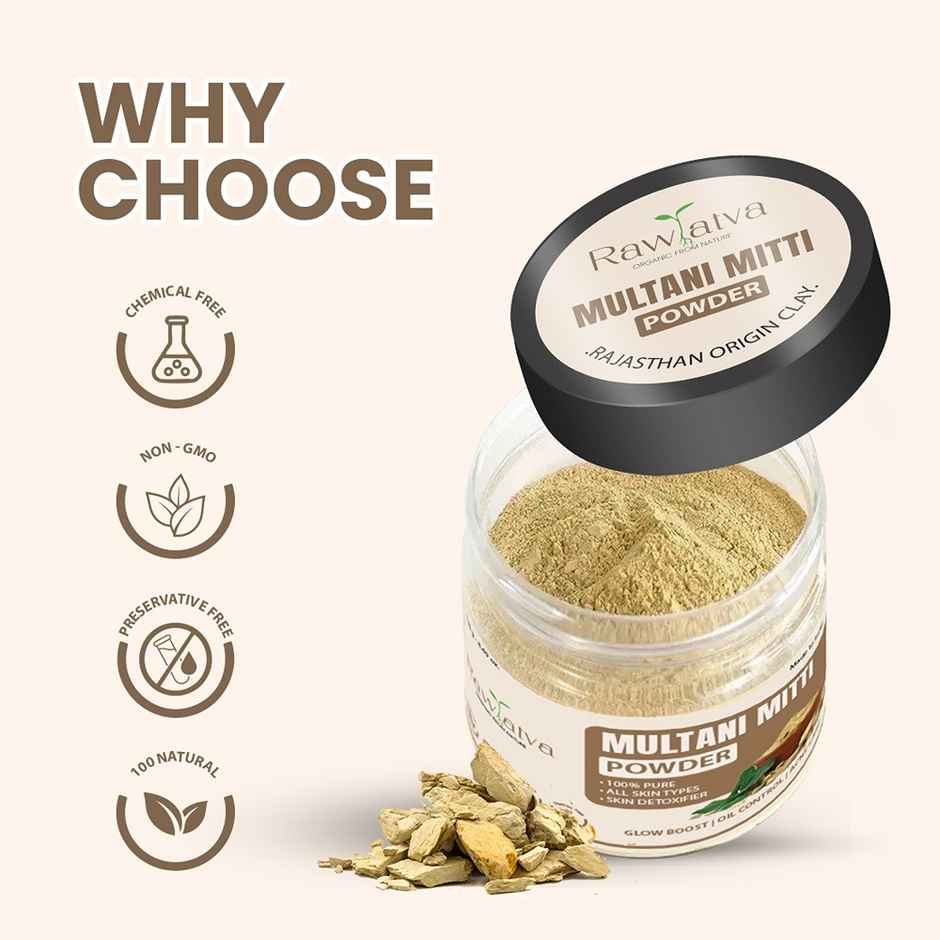 Rawtatva | Multani Mitti Powder For Skin And Hair | Controls Acne & Excess Oil