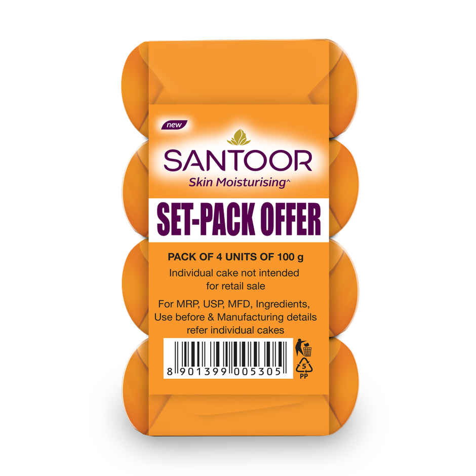 Santoor Skin Moisturizing Sandal and Turmeric Bathing Soap With Anti-Aging Properties