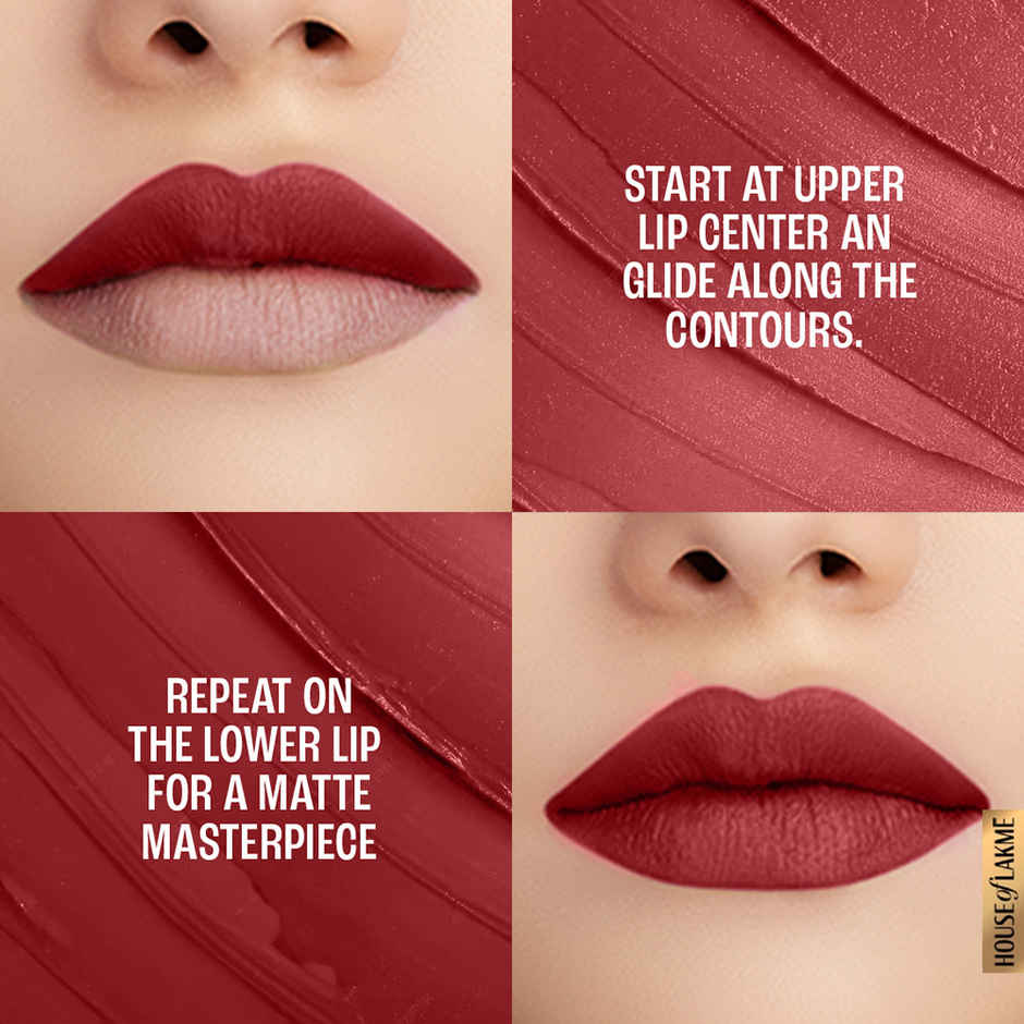 Lakme 9to5 Powerplay Priming Matte Lipstick, Lasts 16hrs, Cherry Chic