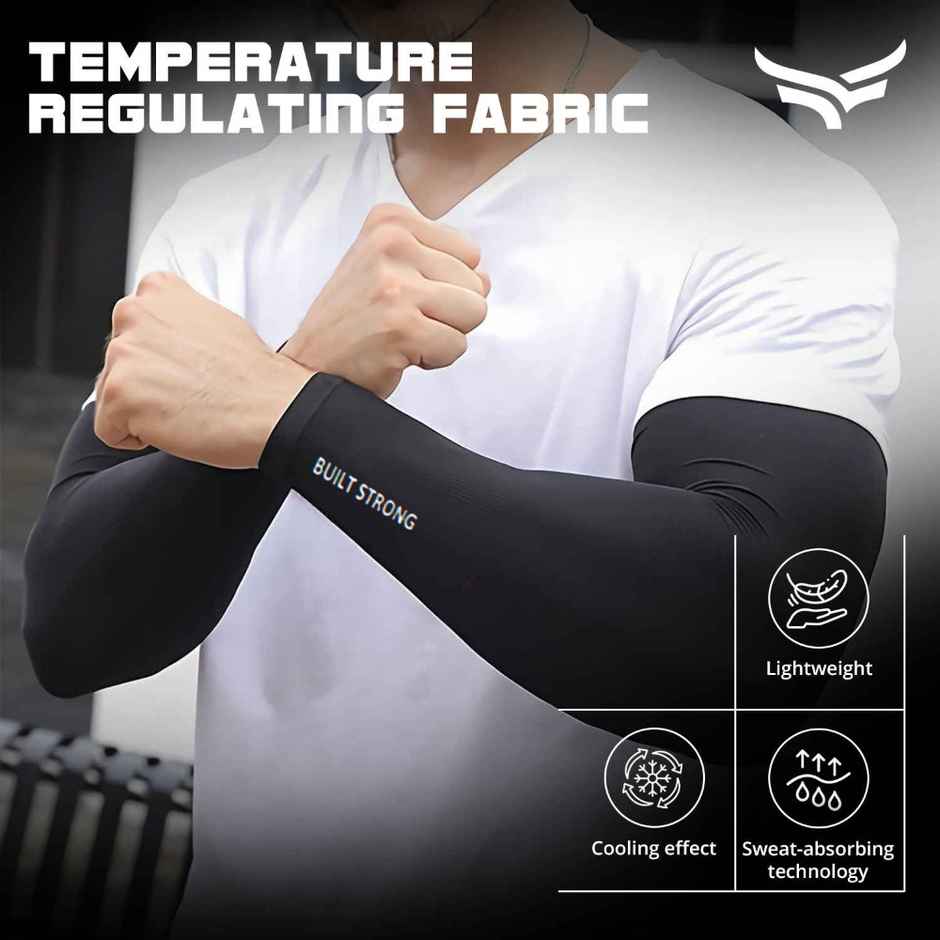 Xtrim Arm Sleeves | UV Tan Protection | For Men & Women | Black | Large