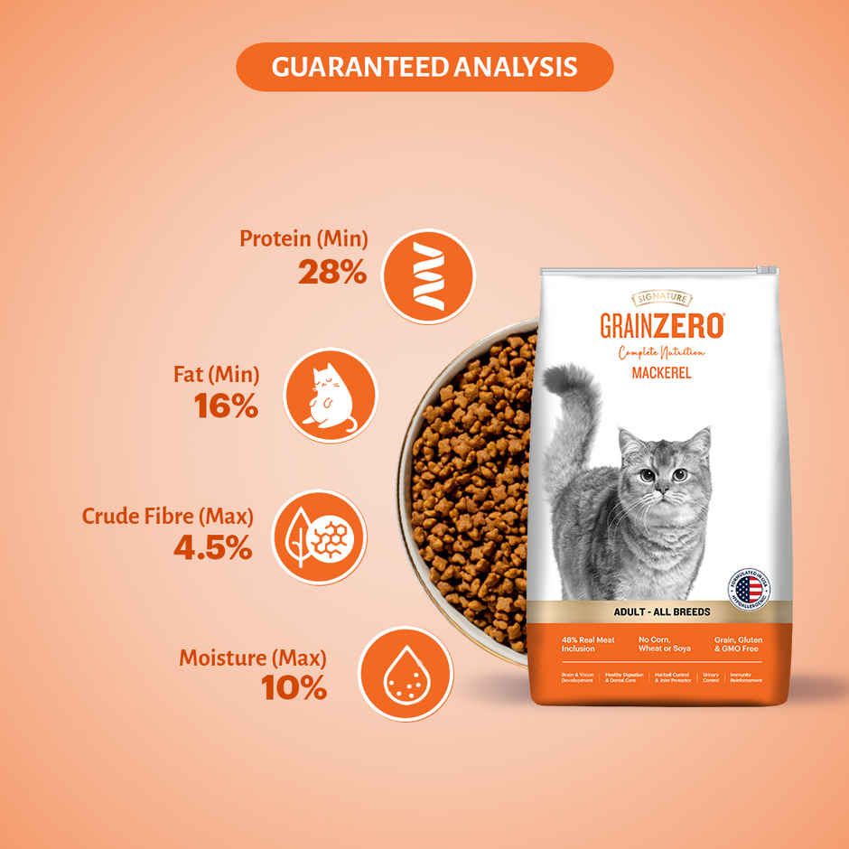 Grain Zero Mackerel, Adult Dry Cat Food, 1.2 Kg + Free Cat Creamy Treat 75 g