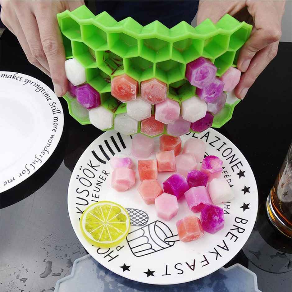 YouBee Silicone Ice Cube Tray for Freezer| Honeycomb 37 Cavity Ice Cube Mould | Multi-Color