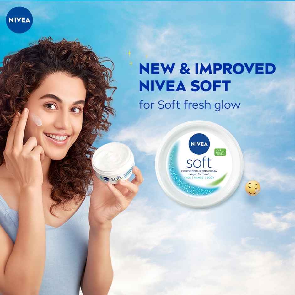 NIVEA Soft Moisturizing Cream Vitamin E Face Cream, Body Moisturizer 72H Hydration Dry & Normal Skin