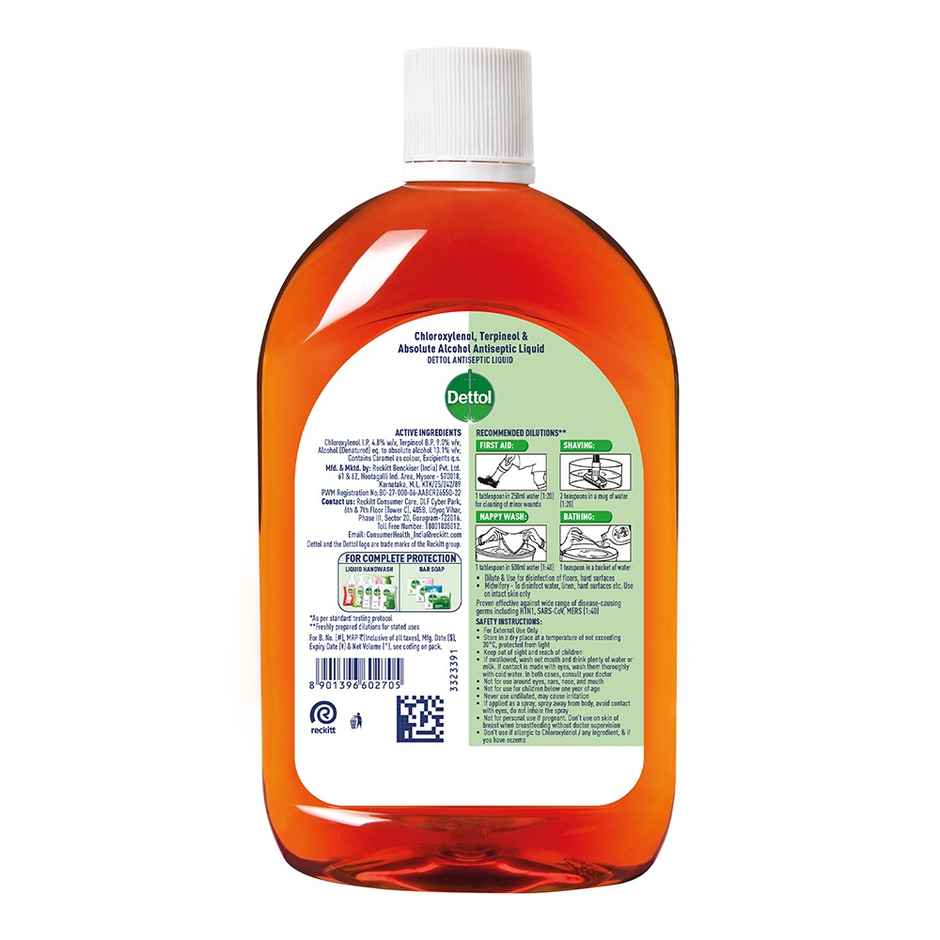 Dettol Antiseptic Liquid For First Aid | Surface Disinfection And Personal Hygiene (750ml) & Lizol Citrus Floor Cleaner Liquid (1L) Combo