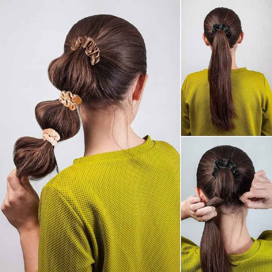 Bronson Professional Hair Scrunchies, Hair Bands Satin, Velvet, Chiffon, Cotton | Multicolour