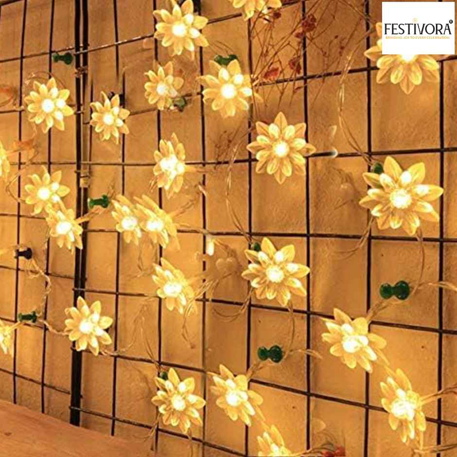Festivora Double Layer Silicon Lotus Warm White LED String lights | 14 LEDs | Festival Decoration