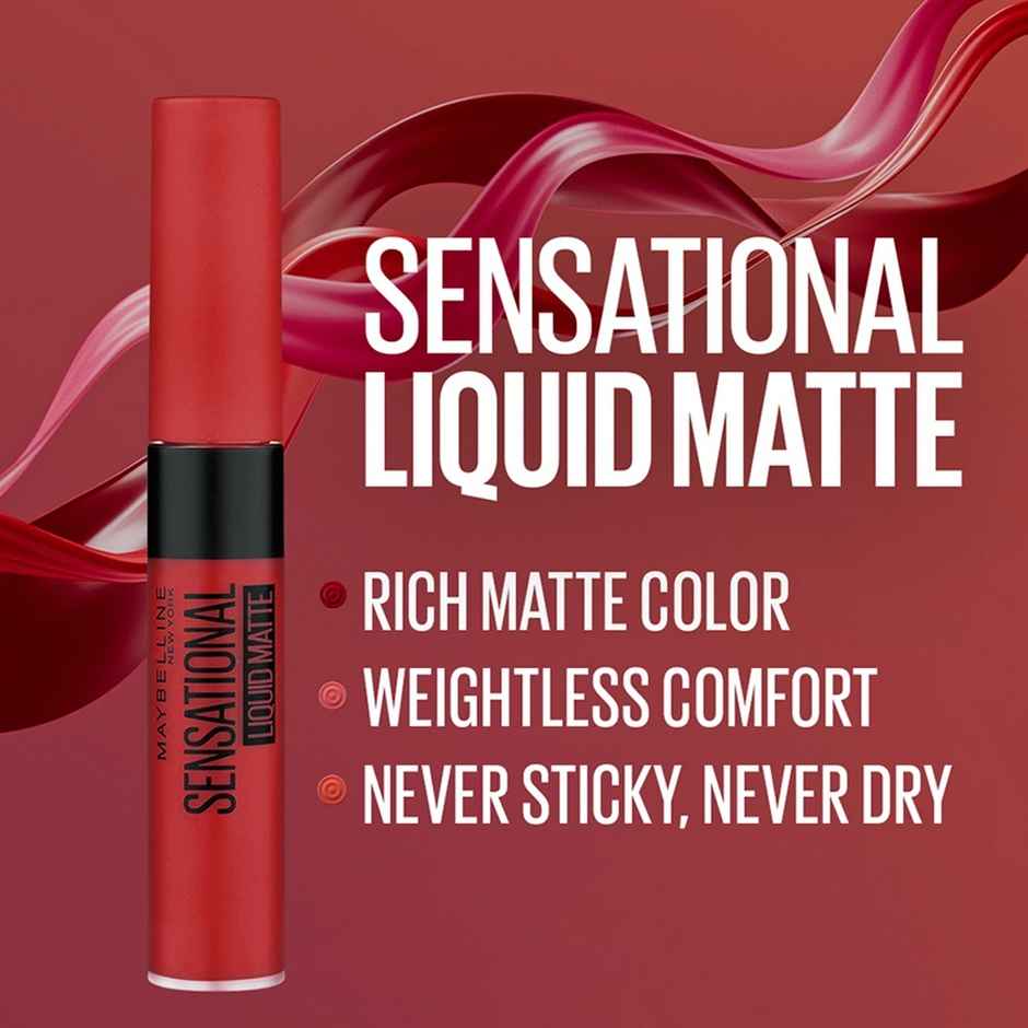 Maybelline Sensational Liquid Matte Lipstick, 14 Red Serenade-Delivering Intense Matte Color Effect