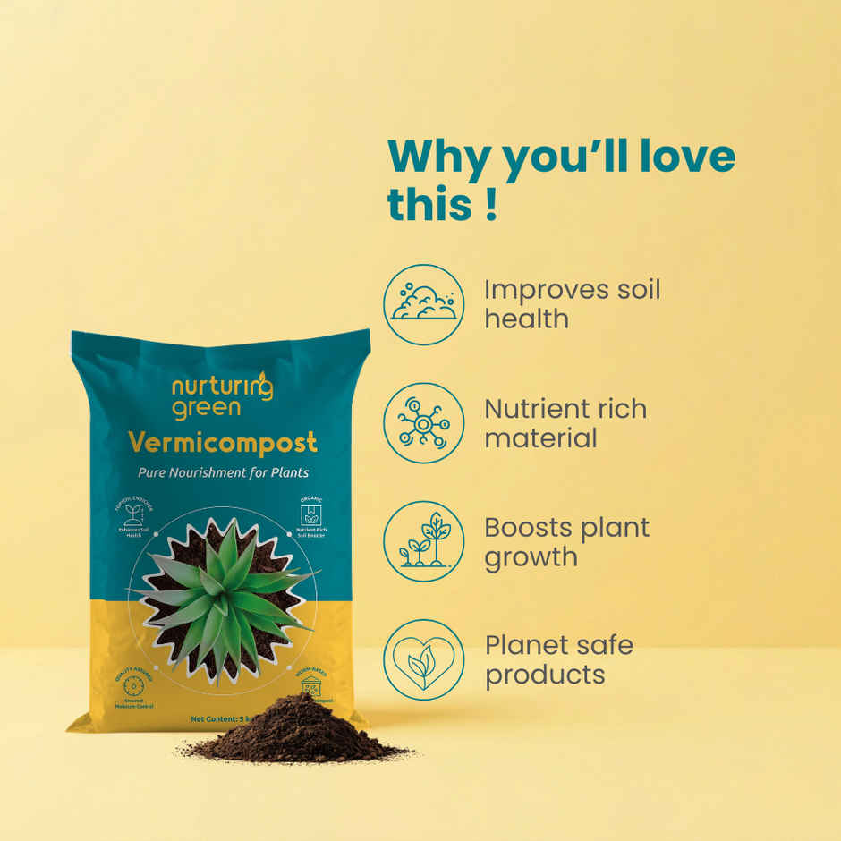 Nurturing Green - Vermicompost | 5kg | Nutrient-Rich Organic Fertilizer | Manure for Plants