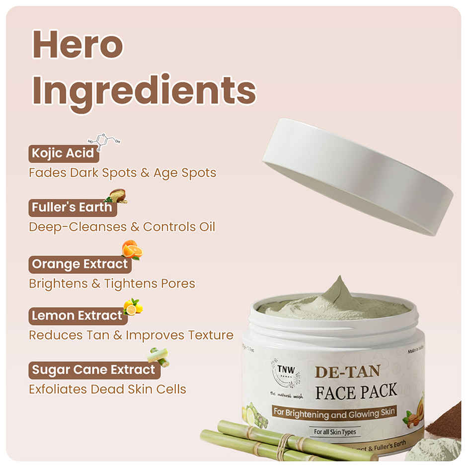 TNW The Natural Wash De-Tan Face Pack for Glowing Skin and Tan Removal with Orange Extract
