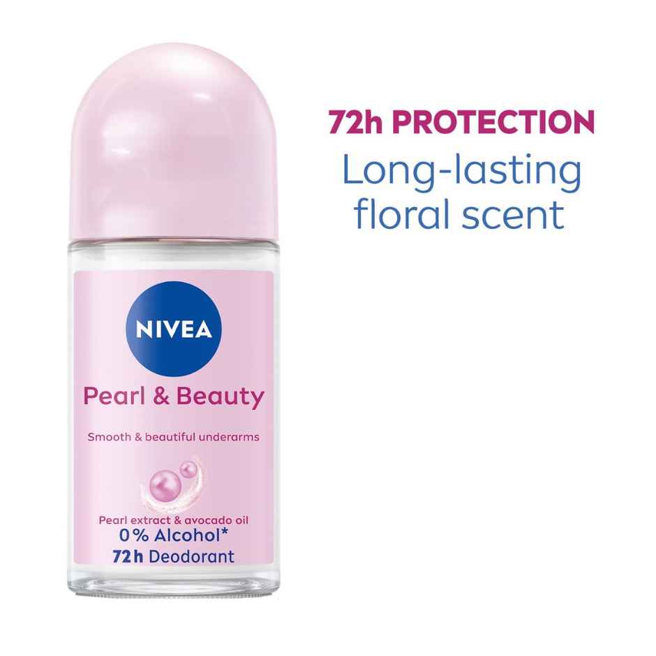 Nivea Cherry Shine Lip Balm (4.8g) & Nivea Deo Roll On Pearl Beauty Underarms 72H Protection (50ml) Combo