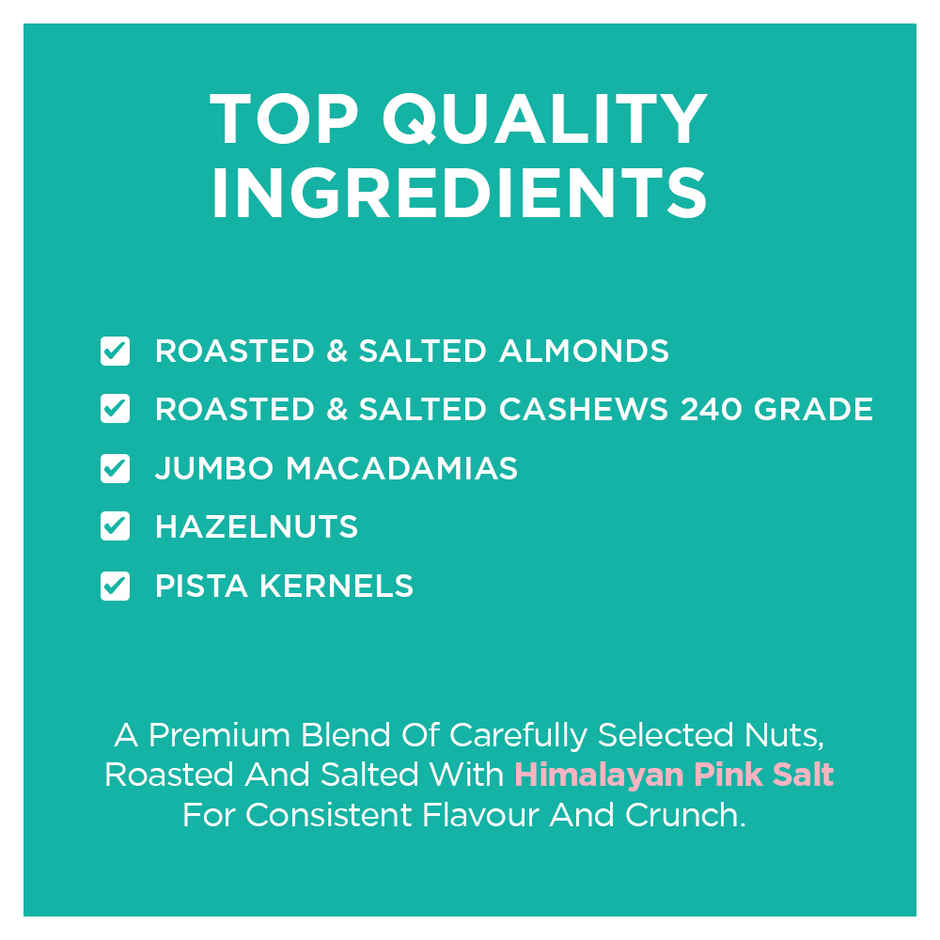 Nutty Gritties Daily Mix Nuts roasted in Himalayan Pink Salt - Macadamias, Hazelnuts, Pistachios, Almonds, Cashews