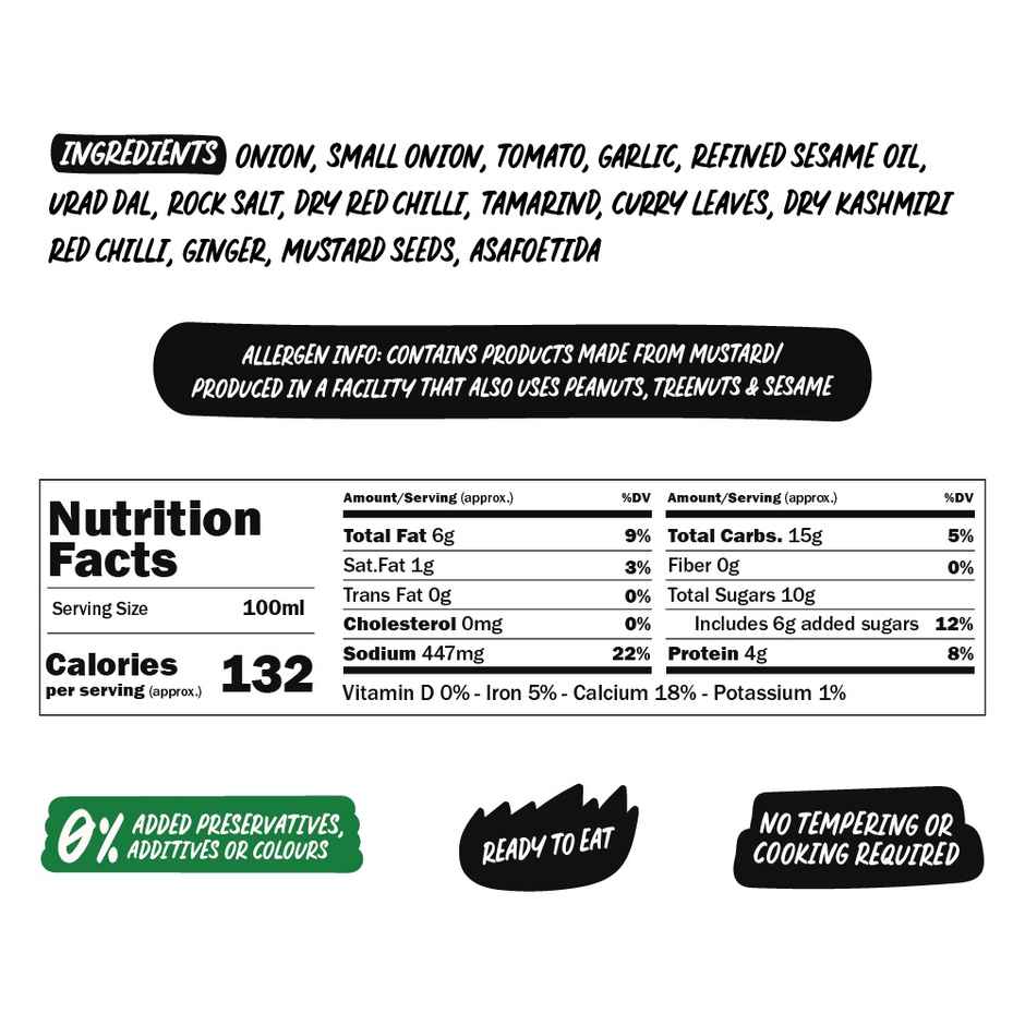 Chutnefy Spicy Onion Chutney - Value Pack | Serves 5-6 People - 0% Additives-Colours-Preservatives