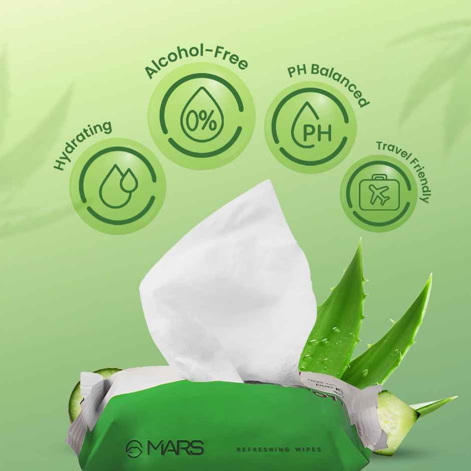 MARS Cosmetics Refreshing Wet Wipes For Face Aloevera | 25 Pulls Per Pack