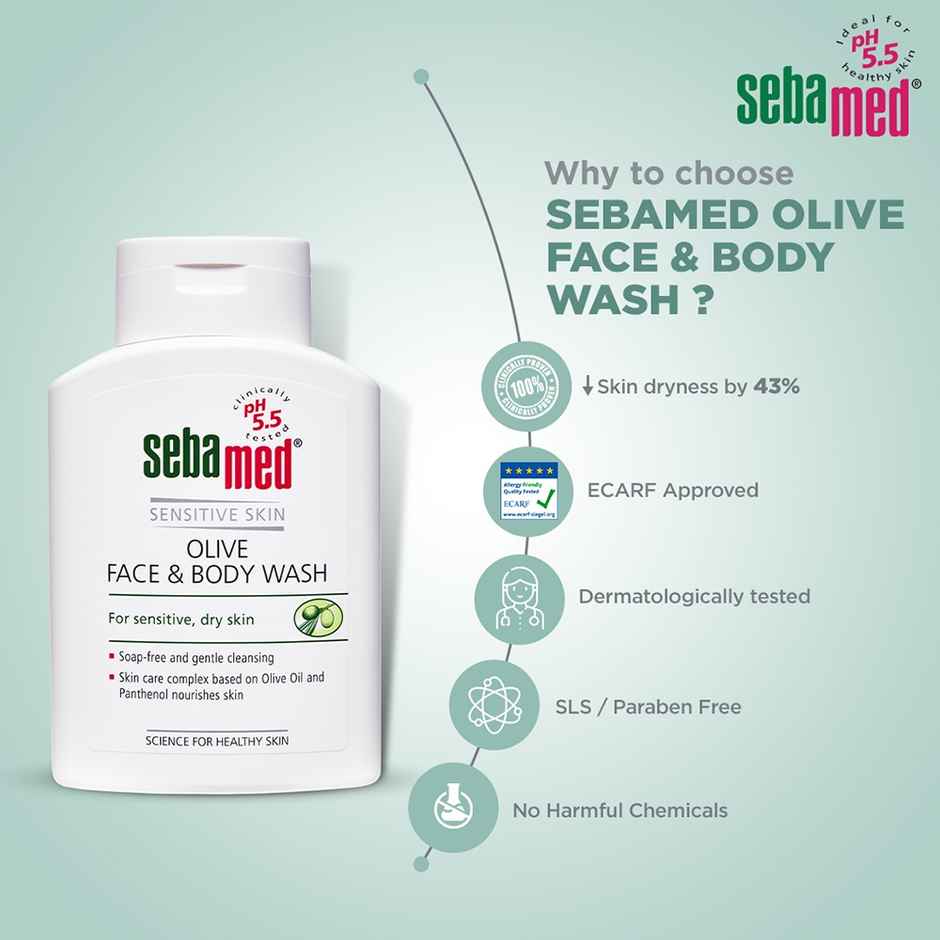 Sebamed Olive Face & Body Wash | pH 5.5 | Mild for sensitive, dry skin