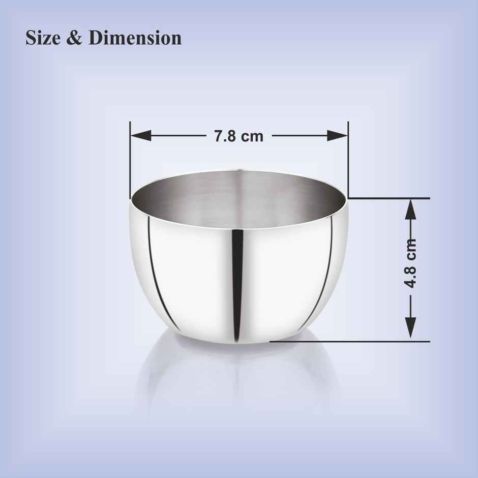 Steelera Stainless Steel Apple Bowl / Wati / Katori | Food Safe | 270 ml