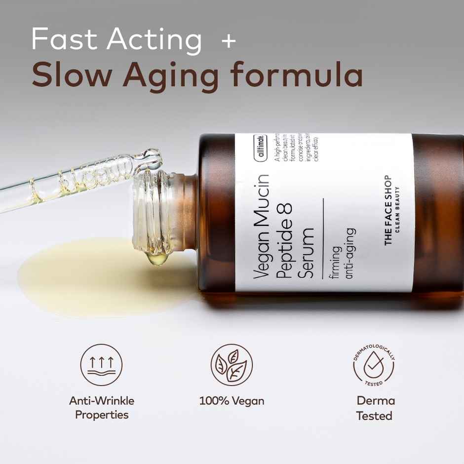 The Face Shop Alltimate Vegan Mucin Peptide 8 Serum - No Snails | Korean | Anti Aging | Hydrating