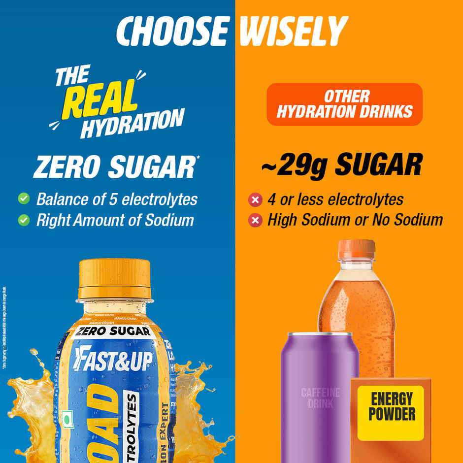 Fast&Up Reload Mango Zero Sugar Energy Drink | Instant Electrolytes | Healthy & Refreshing Drink